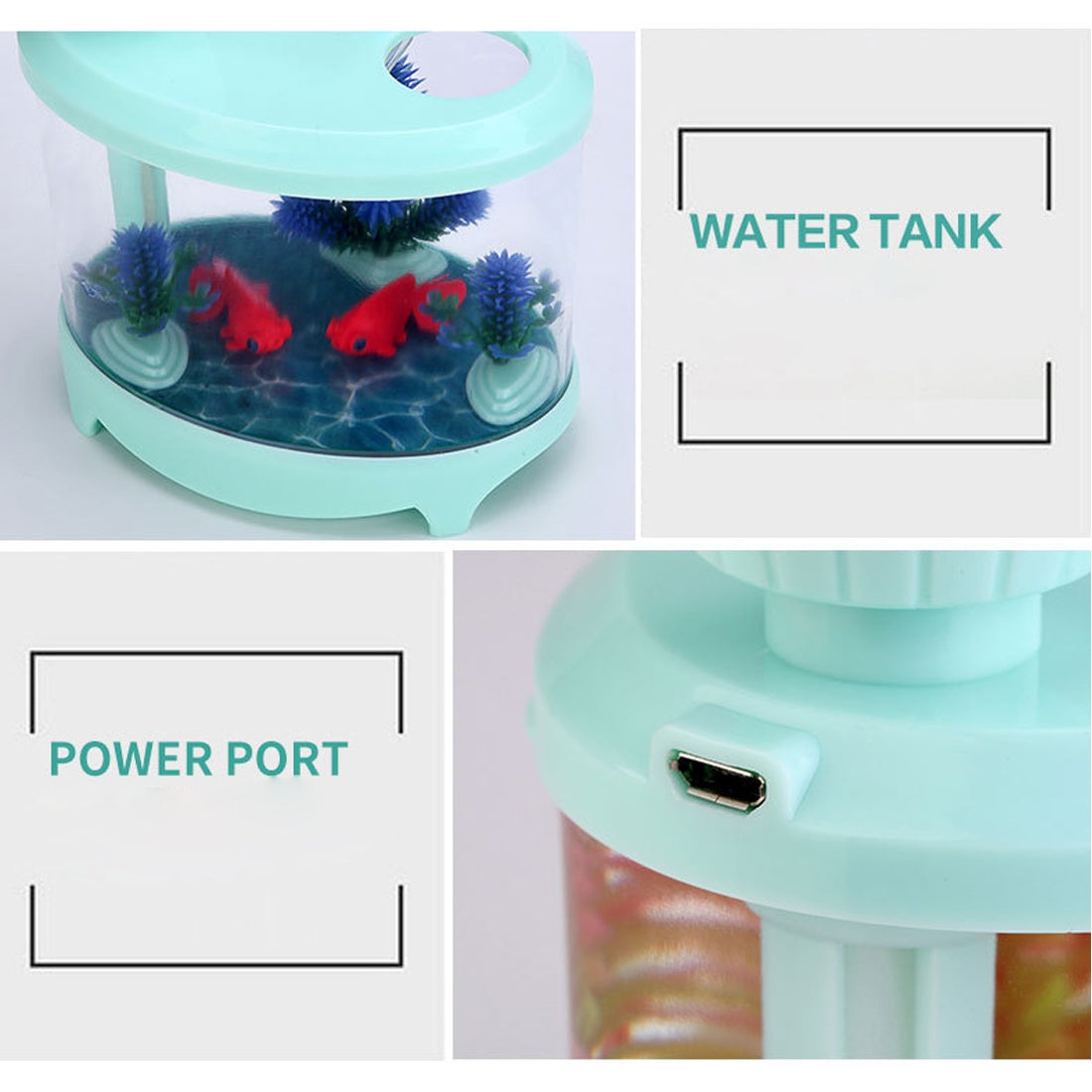ELECTROPRIME 460ML Fish Tank Style Ultrasonic Aromatherapy Air Purifier Humidifier USB Atomizer with LED Night Light(Blue)