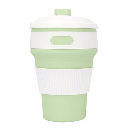 ELECTROPRIME 350ml Folding Portable Silicone Coffee Cup Multi-function Travel Cup (Green)