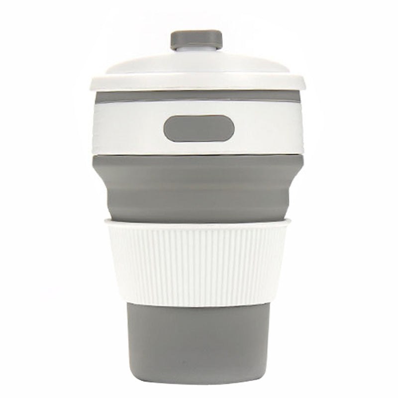 ELECTROPRIME 350ml Folding Portable Silicone Coffee Cup Multi-function Travel Cup (Grey)