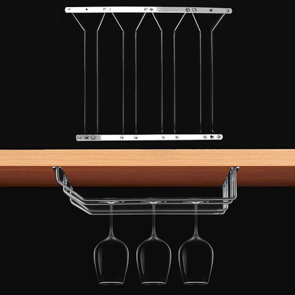ELECTROPRIME MICLAN Four Rows Stainless Steel Hanging Wine Glass Holder, Size: 34*38*43cm