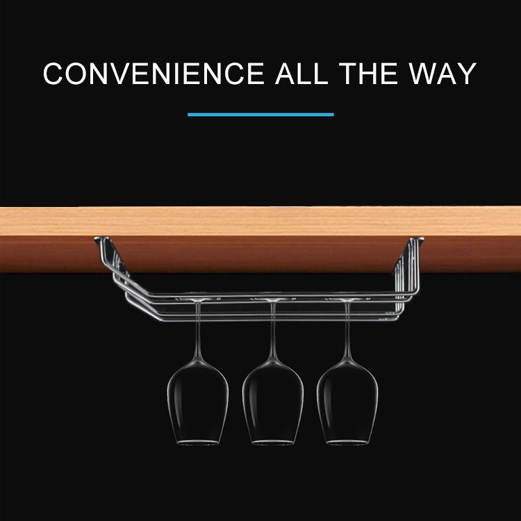 ELECTROPRIME MICLAN Four Rows Stainless Steel Hanging Wine Glass Holder, Size: 34*38*43cm