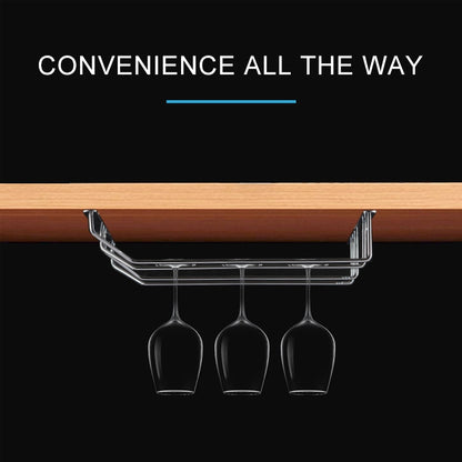 ELECTROPRIME MICLAN Four Rows Stainless Steel Hanging Wine Glass Holder, Size: 34*38*43cm