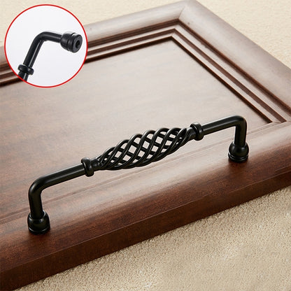 ELECTROPRIME 6099-128 Classic Birdcage Shape Iron Cabinet Wardrobe Drawer Door Handle, Hole Spacing: 128mm (Matte Black)