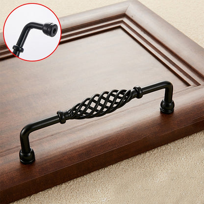 ELECTROPRIME 6099-128 Classic Birdcage Shape Iron Cabinet Wardrobe Drawer Door Handle, Hole Spacing: 128mm (Matte Black)