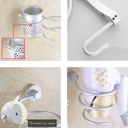 ELECTROPRIME Hair Dryer Holder Wall Mount Hanging Rack Organizer Hook Spiral Bathroom Bracket