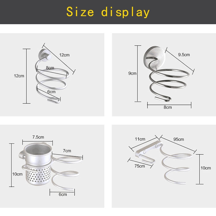 ELECTROPRIME Hair Dryer Holder Wall Mount Hanging Rack Organizer Hook Spiral Bathroom Bracket