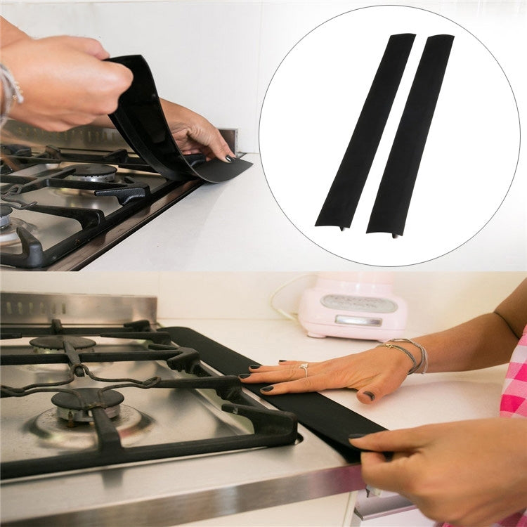 ELECTROPRIME Gas Stove Slit Strip Antifouling Dustproof Waterproof Kitchen Black Sealing Strip, Size: 53.5*5*1cm(Black)