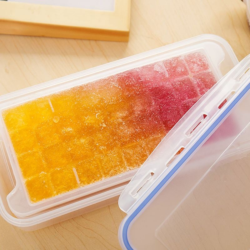 ELECTROPRIME Small Square Ice Mold Trays Multi-layer Mold with Cover Ice Storage Box, 2 Layers