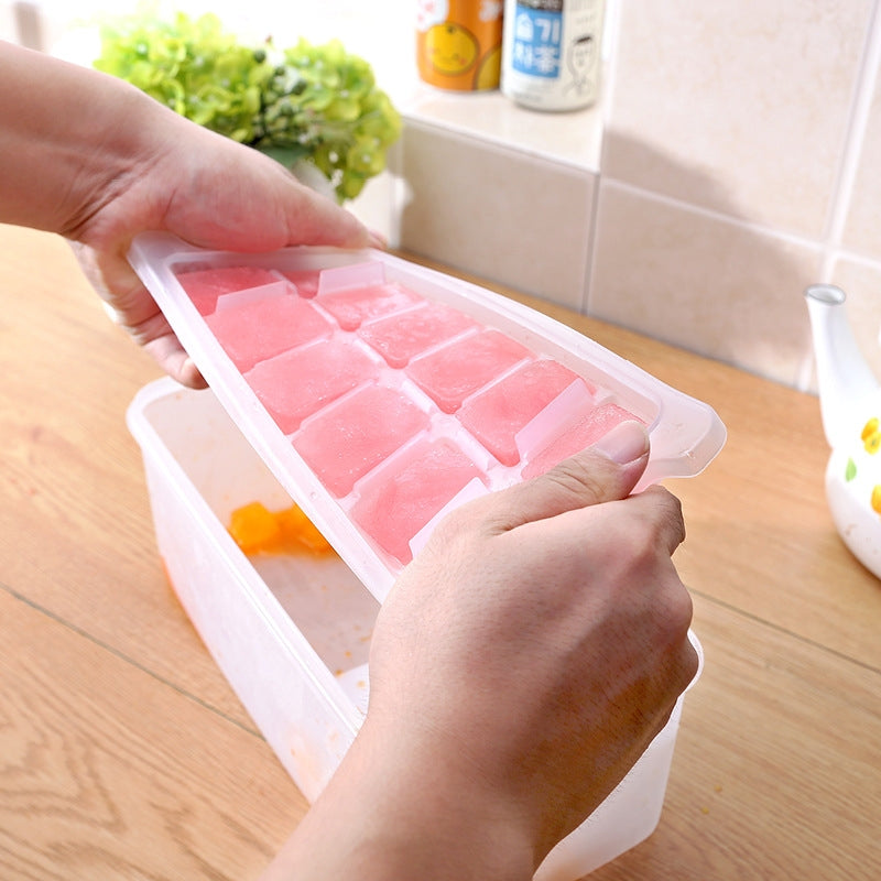 ELECTROPRIME Small Square Ice Mold Trays Multi-layer Mold with Cover Ice Storage Box, 2 Layers