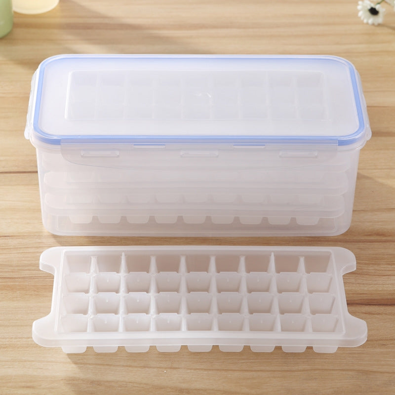 ELECTROPRIME Small Square Ice Mold Trays Multi-layer Mold with Cover Ice Storage Box, 4 Layers