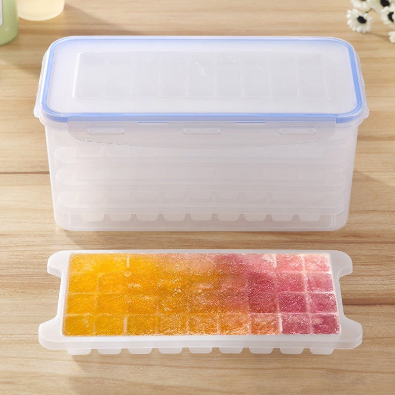 ELECTROPRIME Small Square Ice Mold Trays Multi-layer Mold with Cover Ice Storage Box, 5 Layers