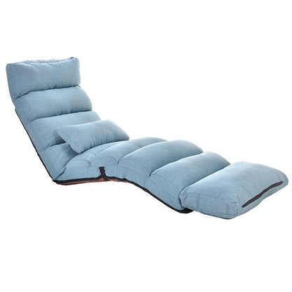 ELECTROPRIME C1 Lazy Couch Tatami Foldable Single Recliner Bay Window Creative Leisure Floor Chair, Size:205x56x20cm (Lake Blue)