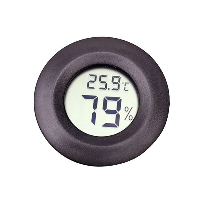 ELECTROPRIME Digital Round Shaped Reptile Box Centigrade Thermometer & Hygrometer with Screen Display (Black)