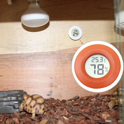 ELECTROPRIME Digital Round Shaped Reptile Box Centigrade Thermometer & Hygrometer with Screen Display (Orange)
