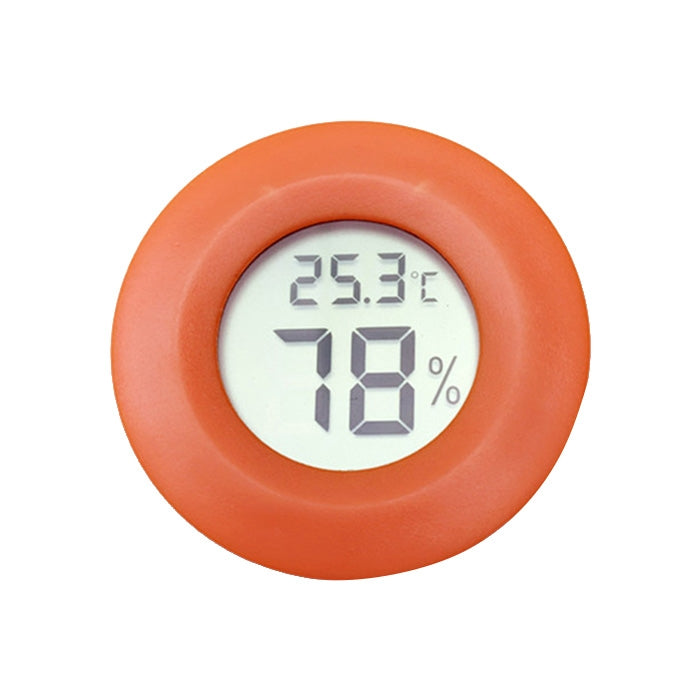 ELECTROPRIME Digital Round Shaped Reptile Box Centigrade Thermometer & Hygrometer with Screen Display (Orange)