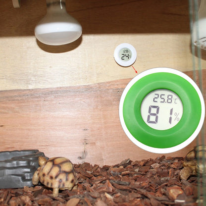 ELECTROPRIME Digital Round Shaped Reptile Box Centigrade Thermometer & Hygrometer with Screen Display (Green)