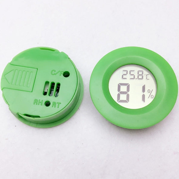 ELECTROPRIME Digital Round Shaped Reptile Box Centigrade Thermometer & Hygrometer with Screen Display (Green)