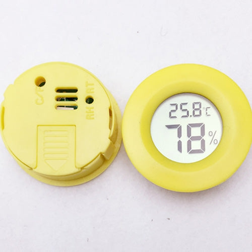 ELECTROPRIME Digital Round Shaped Reptile Box Centigrade Thermometer & Hygrometer with Screen Display (Yellow)