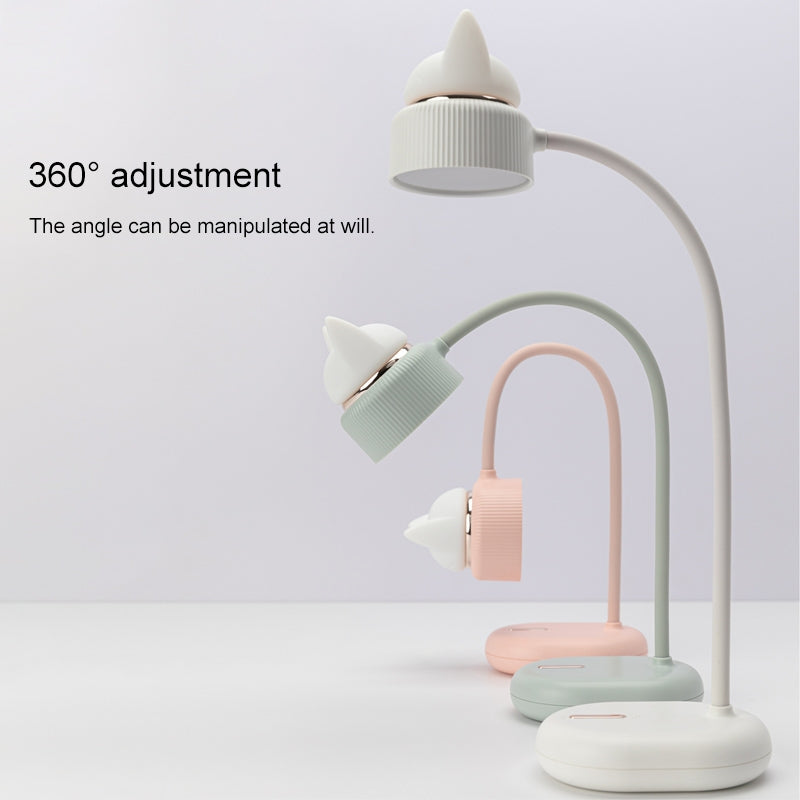 ELECTROPRIME Cat Shape Double Light Source Design LED Desk Night Lamp, Support 3 Brightness Control (Green)