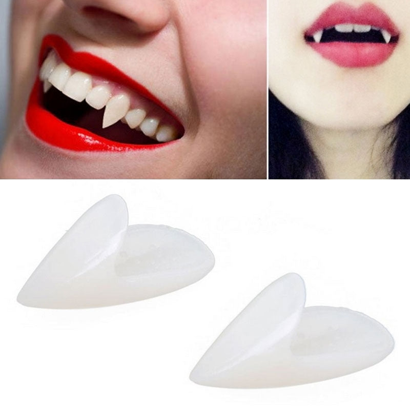 ELECTROPRIME 1 Pair 19mm Halloween Party Dentures Props Vampire Zombie Devil Fangs Teeth