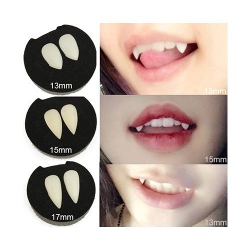 ELECTROPRIME 1 Pair 19mm Halloween Party Dentures Props Vampire Zombie Devil Fangs Teeth