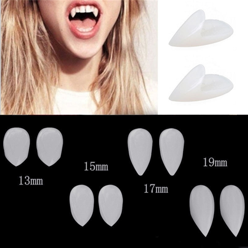 ELECTROPRIME 1 Pair 19mm Halloween Party Dentures Props Vampire Zombie Devil Fangs Teeth