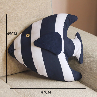 ELECTROPRIME Fish Shape Cushion Bed Backrest Support Throw Pillow with Pillow Insert,  Size: 48 x 45cm(Blue)