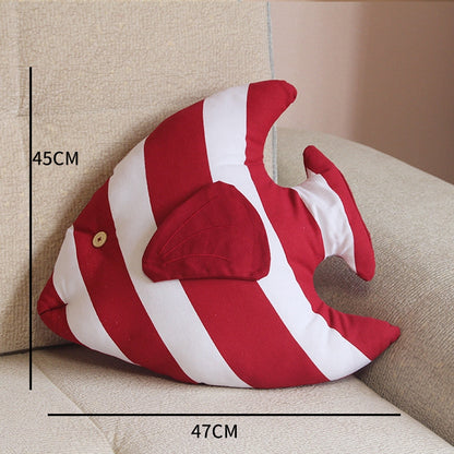 ELECTROPRIME Fish Shape Cushion Bed Backrest Support Throw Pillow with Pillow Insert,  Size: 48 x 45cm(Red)