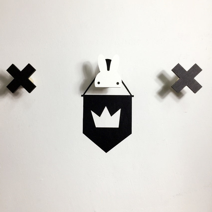 ELECTROPRIME Creative Design Wooden Rabbit Wall Hanger Hook for Home Office, Max Load Weight: 2kg(White)