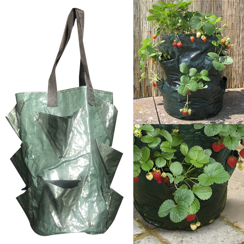 ELECTROPRIME CMD-3 3 Gallon Hanging Strawberry PE Planting Bag Horticultural Flower Planting Bag(Green)