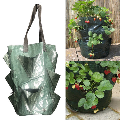 ELECTROPRIME CMD-3 3 Gallon Hanging Strawberry PE Planting Bag Horticultural Flower Planting Bag(Green)