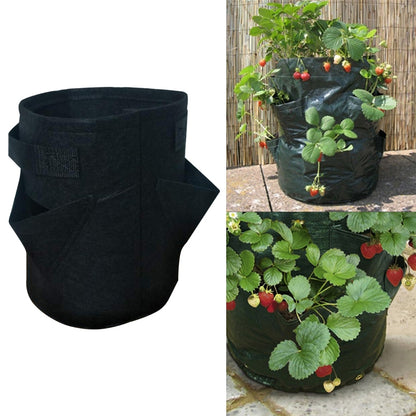 ELECTROPRIME 3 Pockets 18L / 5 Gallon Non-woven Felt Strawberry Planting Bag, Size: 23X28cm(Black)