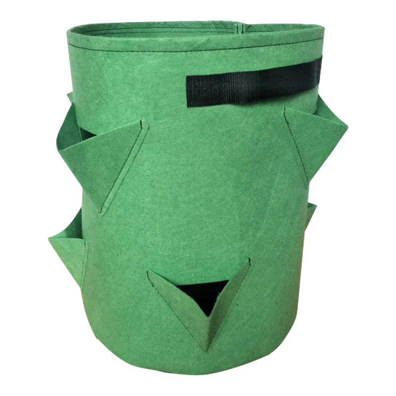 ELECTROPRIME 3 Pockets 18L / 5 Gallon Non-woven Felt Strawberry Planting Bag, Size: 23X28cm(Grass Green)