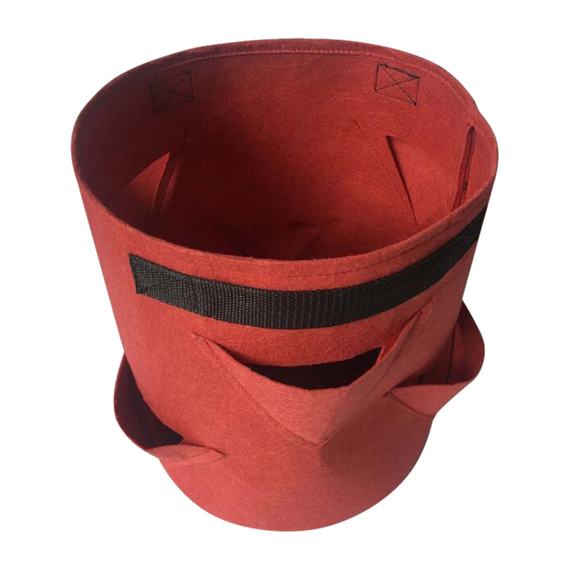ELECTROPRIME 3 Pockets 18L / 5 Gallon Non-woven Felt Strawberry Planting Bag, Size: 23X28cm(Red)