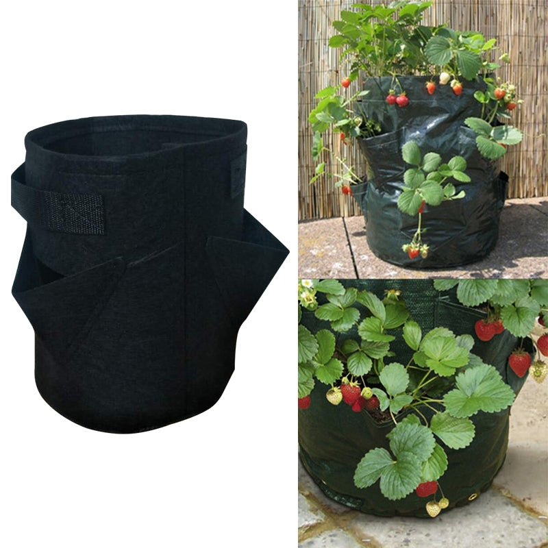 ELECTROPRIME 6 Pockets 26L / 7 Gallon Non-woven Felt Strawberry Planting Bag, Size: 30X35cm(Black)