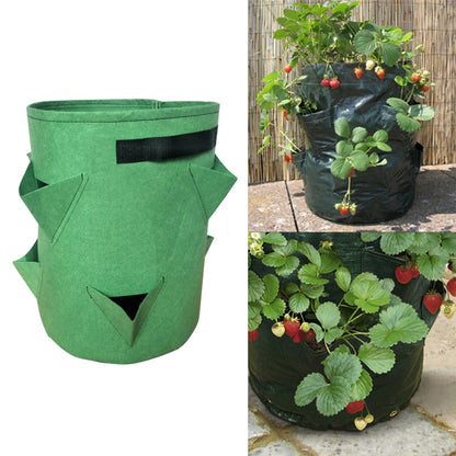 ELECTROPRIME 6 Pockets 26L / 7 Gallon Non-woven Felt Strawberry Planting Bag, Size: 30X35cm(Grass Green)