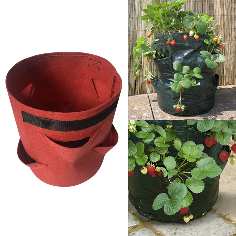 ELECTROPRIME 6 Pockets 26L / 7 Gallon Non-woven Felt Strawberry Planting Bag, Size: 30X35cm(Red)