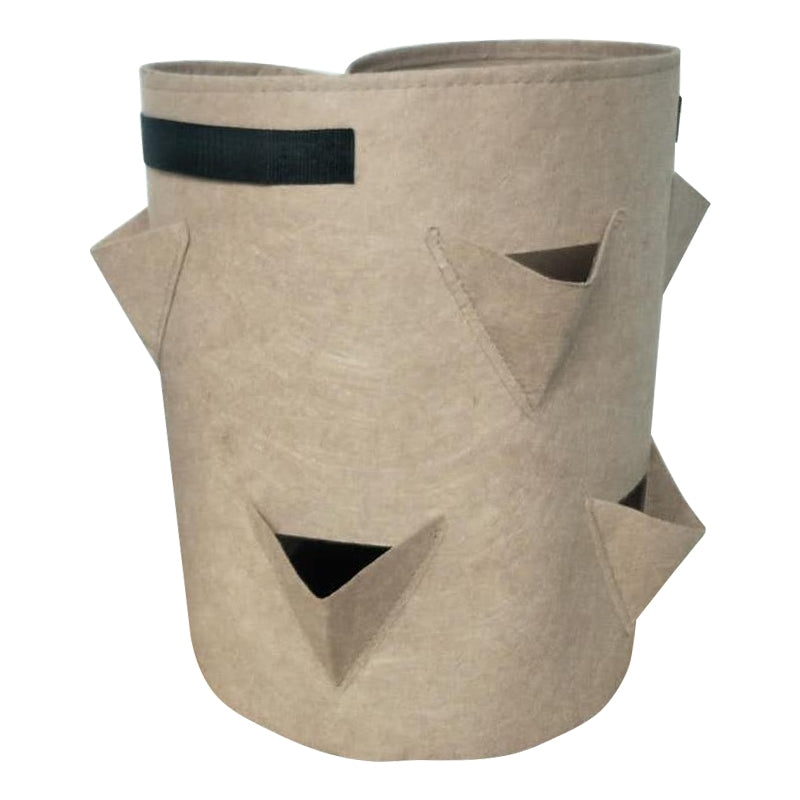ELECTROPRIME 8 Pockets 43L / 10 Gallon Non-woven Felt Strawberry Planting Bag, Size: 35X45cm(Brown)