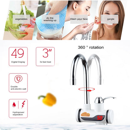 ELECTROPRIME 3s Fast Heat Electrothermal Rotatable Faucet Water Tap with Digital Display, 220V, Size: L