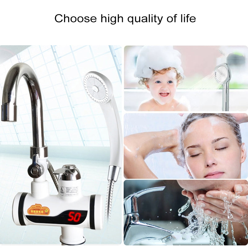 ELECTROPRIME 3s Fast Heat Electrothermal Rotatable Faucet Water Tap with Digital Display, 220V, Size: L