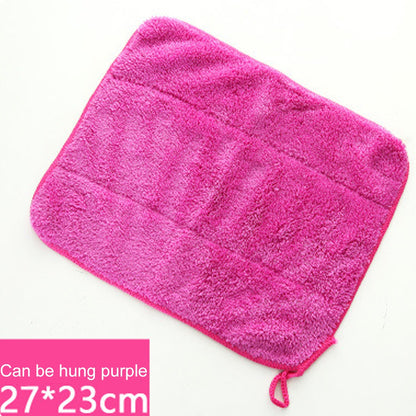 ELECTROPRIME Bamboo Fiber Washing Dish Towel Kitchen Cleaning Cloth Double-Sided Scouring Cloth Water Absorption Non-Stick Oil,Can Hang,Random Color Delivery