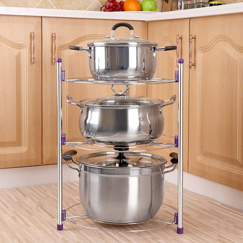 ELECTROPRIME Multi-function Kitchen Pot Rack Three-layer Wok Soup Pot Stainless Steel Pot Rack