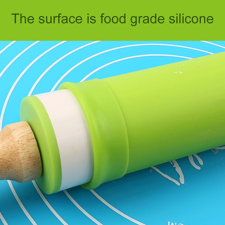 ELECTROPRIME kn055 Solid Wooden Handle Silicone Rolling Pin Non-stick Food Dumpling Stick, Length: 23cm, Random Color Delivery