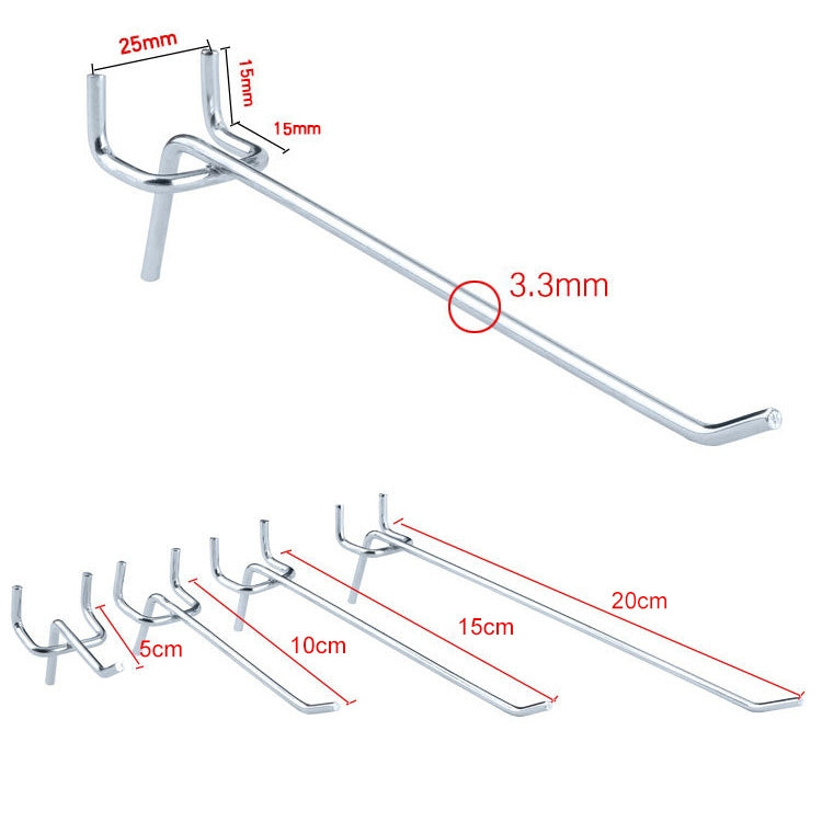 ELECTROPRIME 10pcs Supermarket Clothing Shop Pegboard Slat Wall Hook Shelf Hole Plate, Hole Pitch: 2.5cm, Length: 5cm, Wire Diameter: 3.3mm