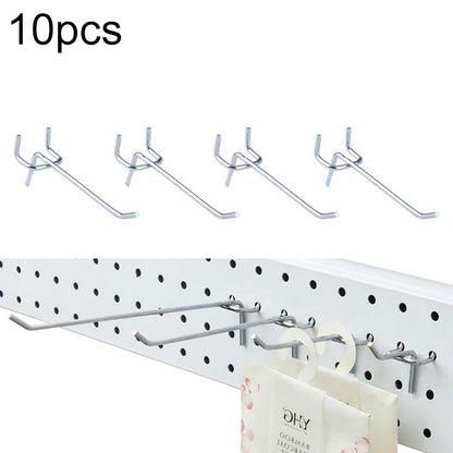 ELECTROPRIME 10pcs Supermarket Clothing Shop Pegboard Slat Wall Hook Shelf Hole Plate, Hole Pitch: 2.5cm, Length: 10cm, Wire Diameter: 3.3mm