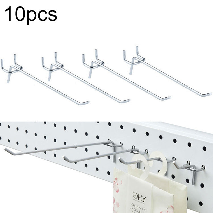 ELECTROPRIME 10pcs Supermarket Clothing Shop Pegboard Slat Wall Hook Shelf Hole Plate, Hole Pitch: 2.5cm, Length: 15cm, Wire Diameter: 3.3mm