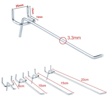 ELECTROPRIME 10pcs Supermarket Clothing Shop Pegboard Slat Wall Hook Shelf Hole Plate, Hole Pitch: 2.5cm, Length: 15cm, Wire Diameter: 3.3mm