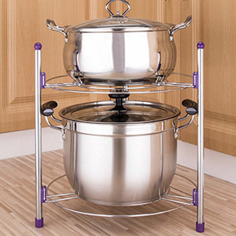 ELECTROPRIME Multi-function Kitchen Pot Rack Double-layer Wok Soup Pot Stainless Steel Pot Rack