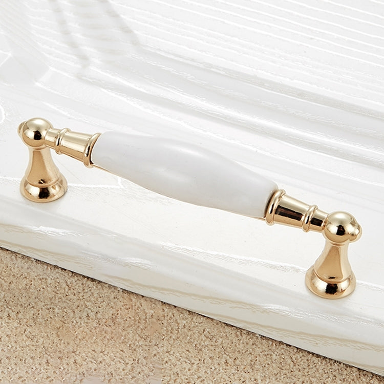 ELECTROPRIME 5027-128 Gold Imitated Zinc Alloy Ceramic Handle for Cabinet Wardrobe Drawer Door, Hole Spacing: 128mm