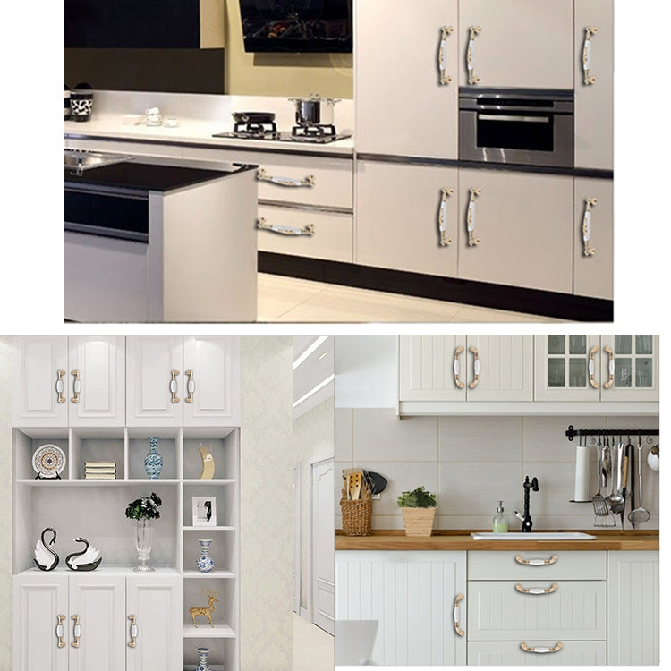ELECTROPRIME 5027-128 Gold Imitated Zinc Alloy Ceramic Handle for Cabinet Wardrobe Drawer Door, Hole Spacing: 128mm